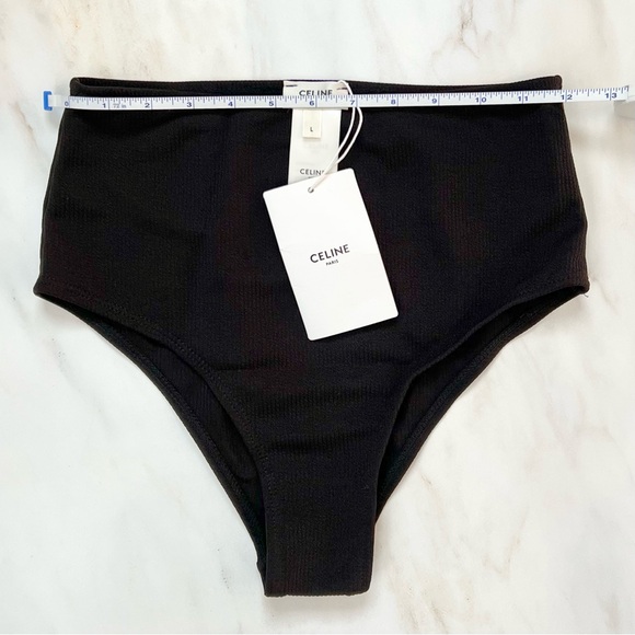🆕 CELINE Ribbed Cheeky Bikini Swim Bottom Women Large Black - Picture 7 of 9